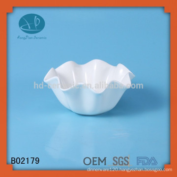 flower shaped ceramic cereal bowl,unique ceramic wave shape ceramic bowl